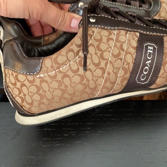 COACH Brown "Kelsie" Signature C Logo Sneakers Size 6.5 - Picture 4 of 13